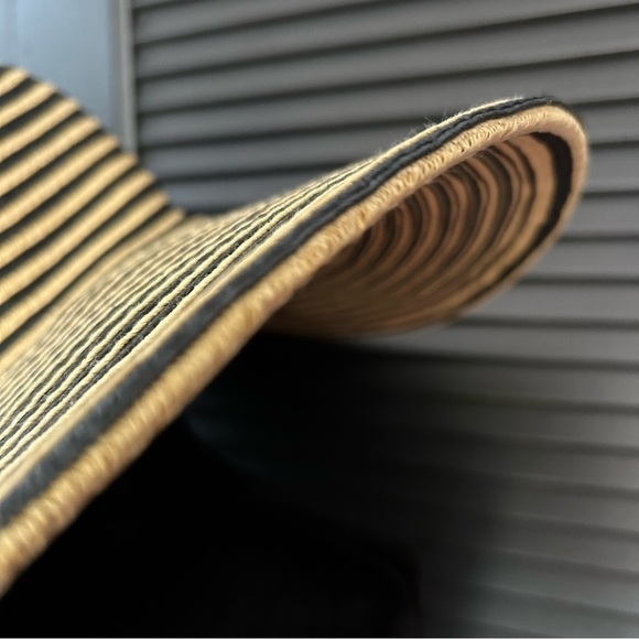Papillon Extra Wide Brim Striped Sun Hat in Black and Tan, 100% Paper, OS - Picture 8 of 16